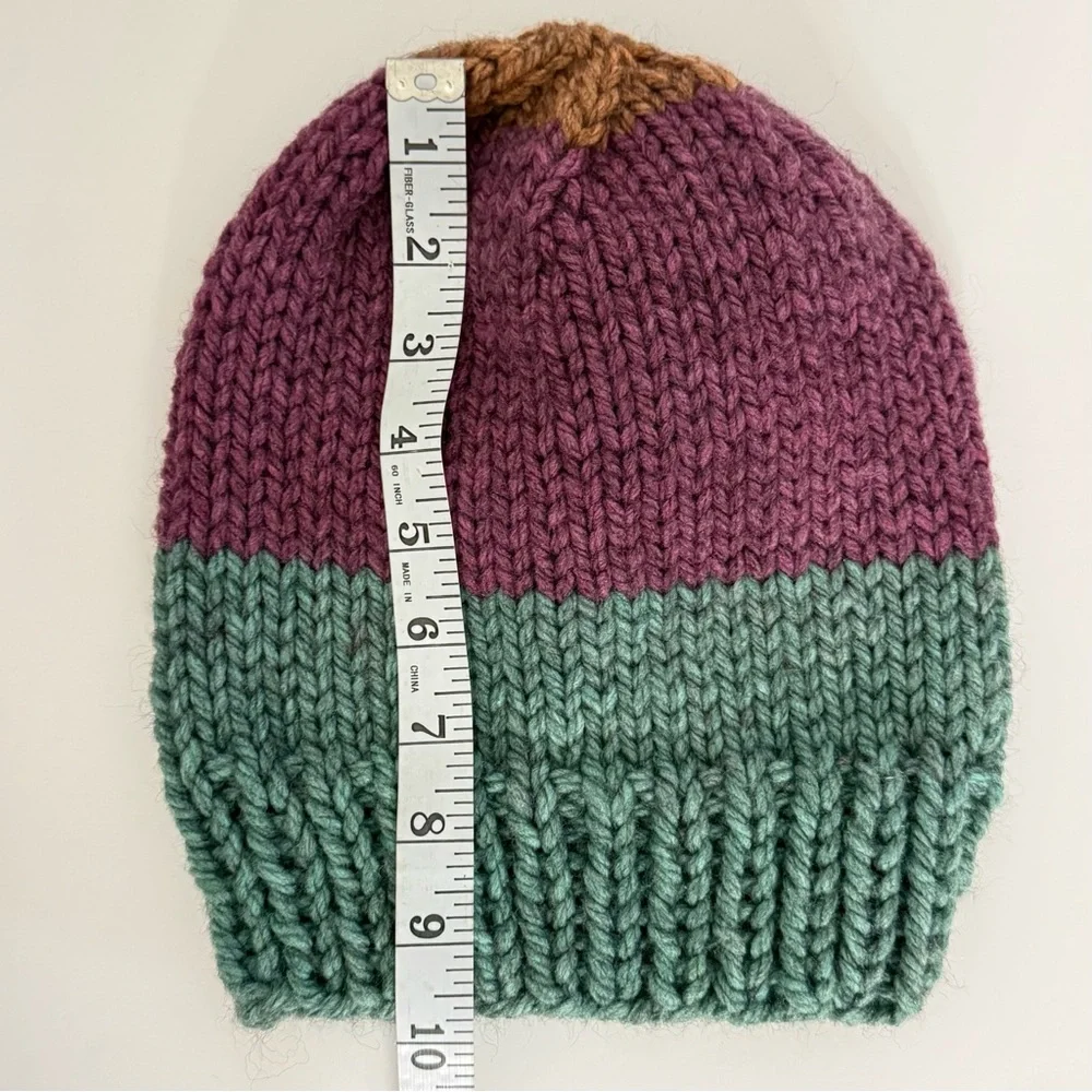 Handmade Knit Beanie • Color Block • Cozy & Versatile